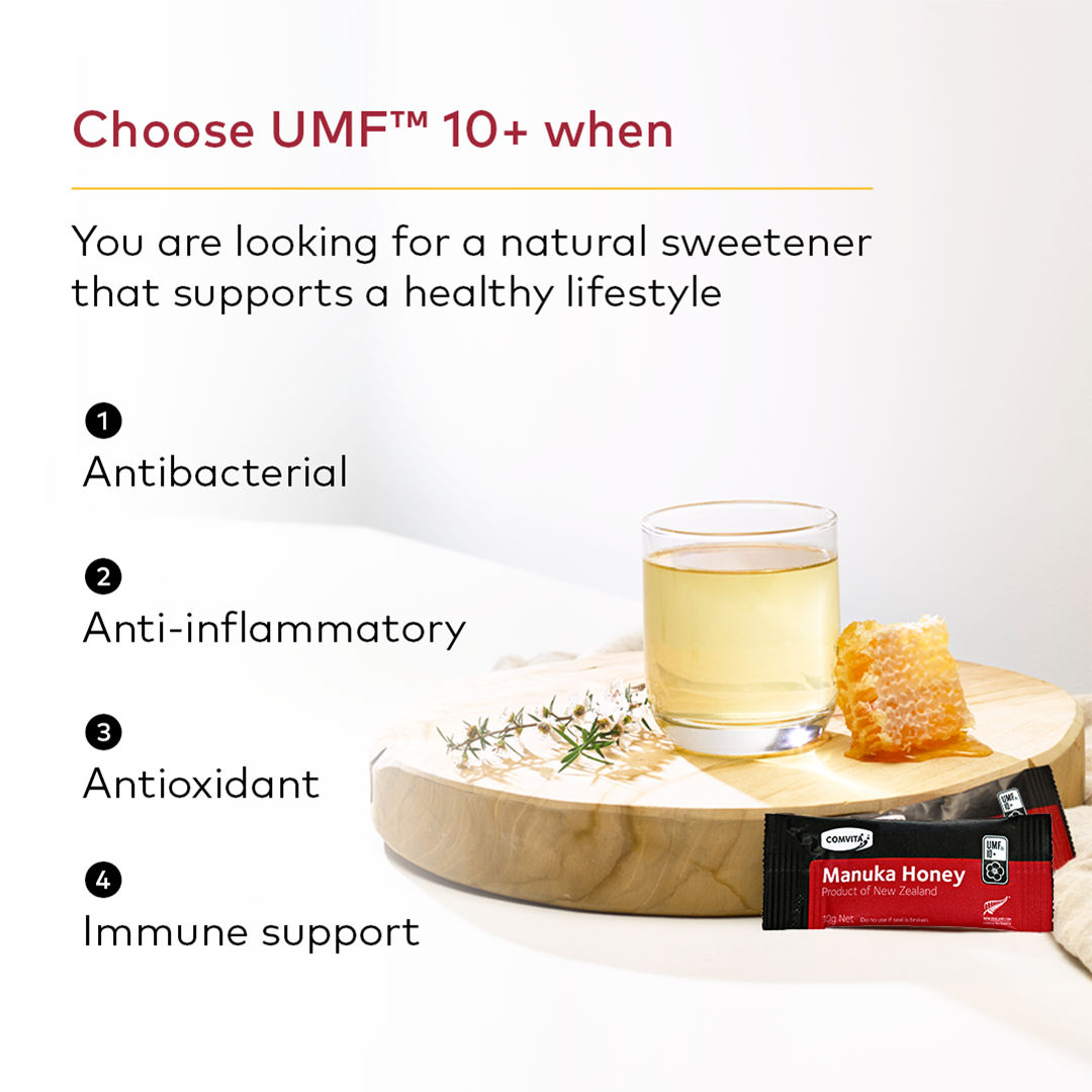 
                  
                    UMF™ 10+ Manuka Honey, 12 sachets.
                  
                